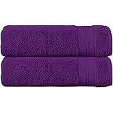 Elegant Comfort Three Line Popcorn Towel Set for Bathroom 27 x 54 inches, Premium Hotel Quality 2-Pack Bath Towels, 100% Turkish Cotton, Soft and Durable, Quick Dry and Highly Absorbent, Purple