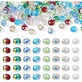 Cheriswelry 400Pcs 4mm Electroplate Faceted Rondelle Glass Beads AB Color Plated Crystal Spacer Beads 8 Colors for DIY Crafts Necklace Bracelet Jewelry Making