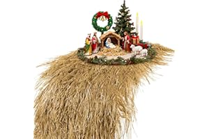 XLX TURF Faux Thatch Hay Table Runner 36 Inches for Nativity Christmas Party Decorations - Gold Straw Grass for Western Thanksgiving Farm Cowboy Table Centerpiece Tiki Jungle Birthday Home