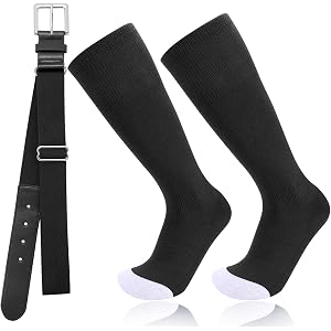 Youth Baseball Softball Socks and Belt Combo for Boys Girls Men Women | Over-the-Calf Knee High Tube Socks Adjustable Elastic