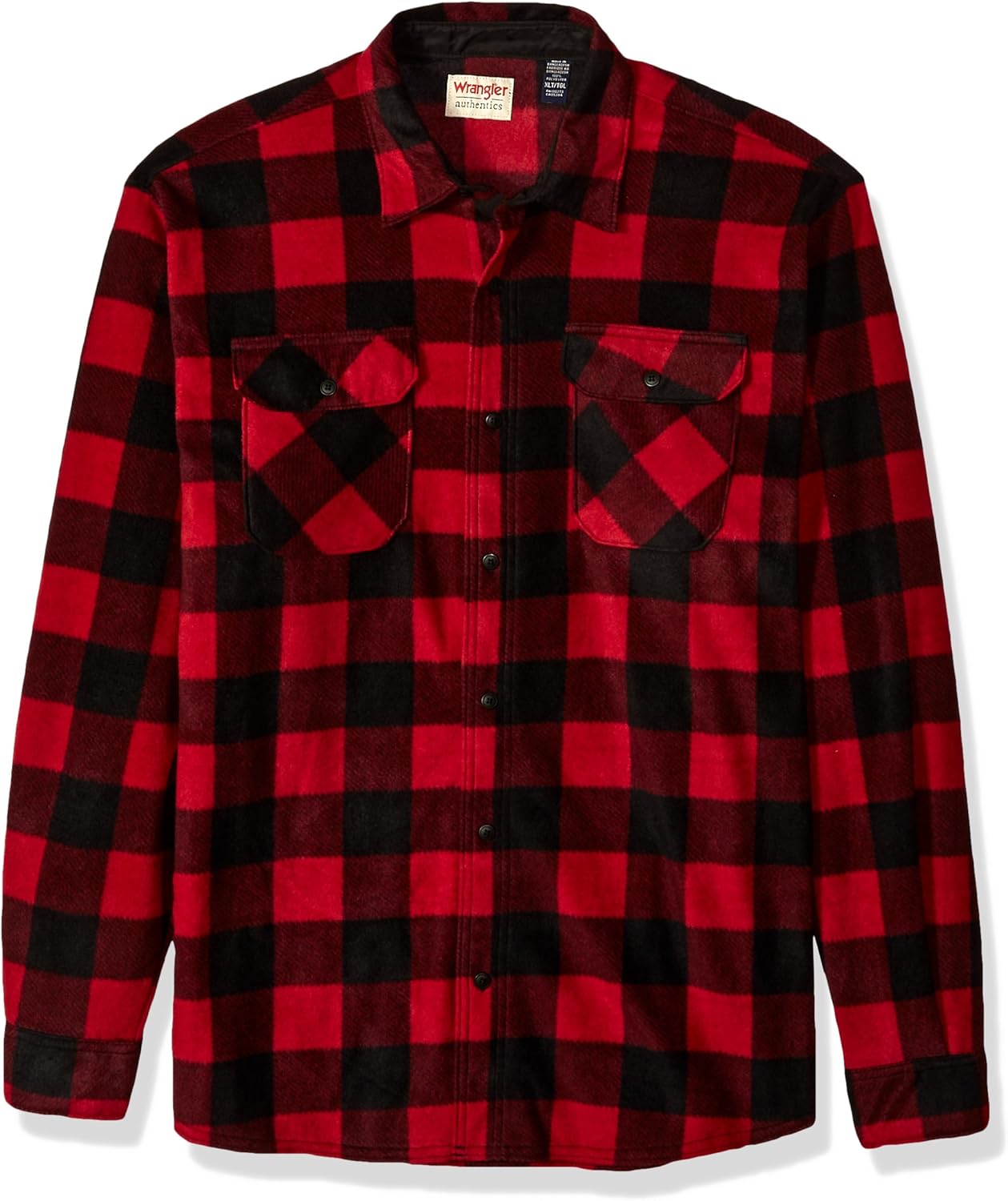Wrangler Authentics Men's Long Sleeve Heavyweight Plaid Fleece Shirt at  Men’s Clothing store