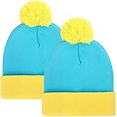 Shinymoon 2 Pcs Knit Pom Beanie Hat Halloween Character Cosplay Headwear Knitted Pompom Cuff Women Men's Winter Beanies