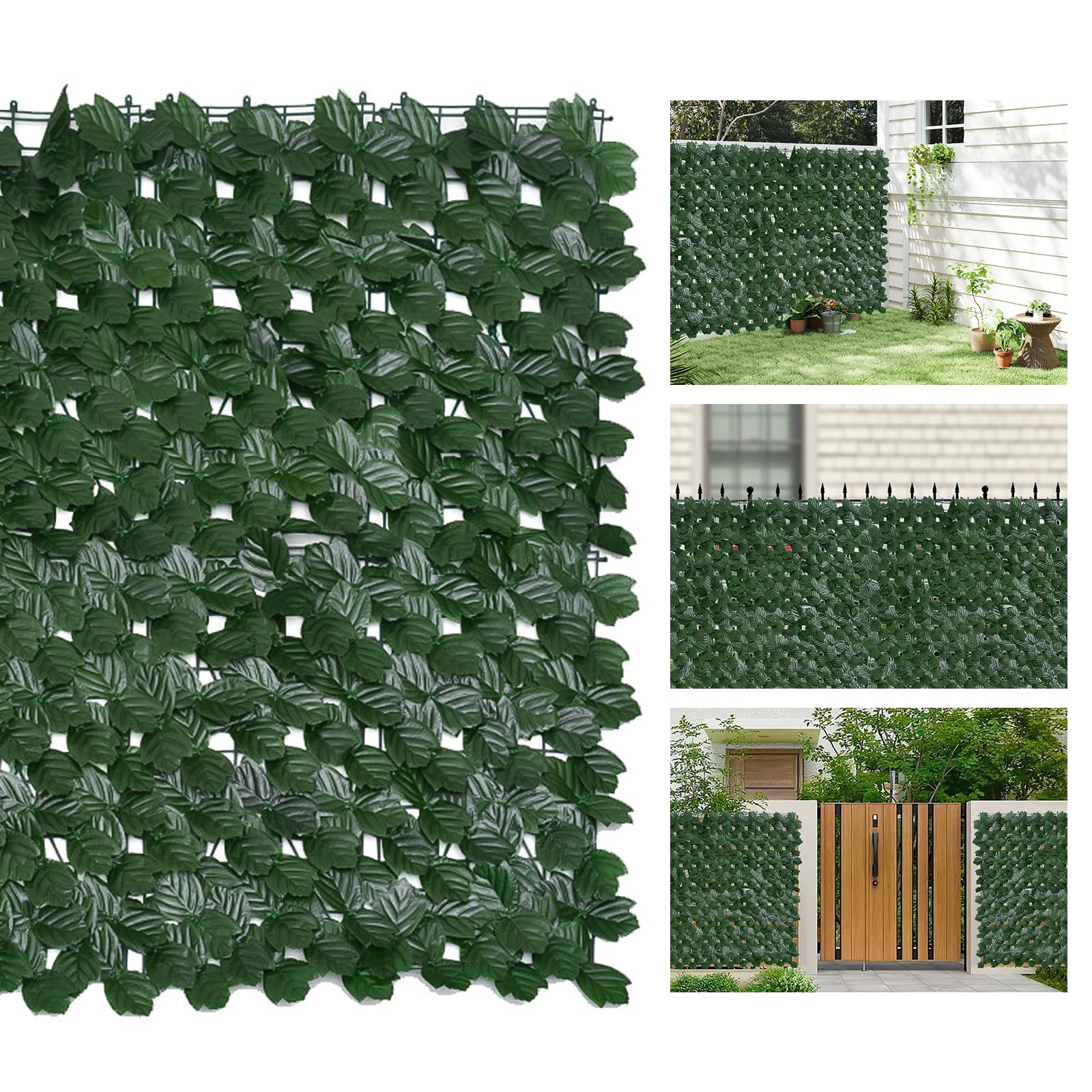 Esoes Artificial Leaf Screening,2 * 50 * 100cm Fence Screening Trellis with Artificial Leaves, Plant Wall Fake Grass Decorative Garden Screening for Balcony Garden Decoration-Dark Green