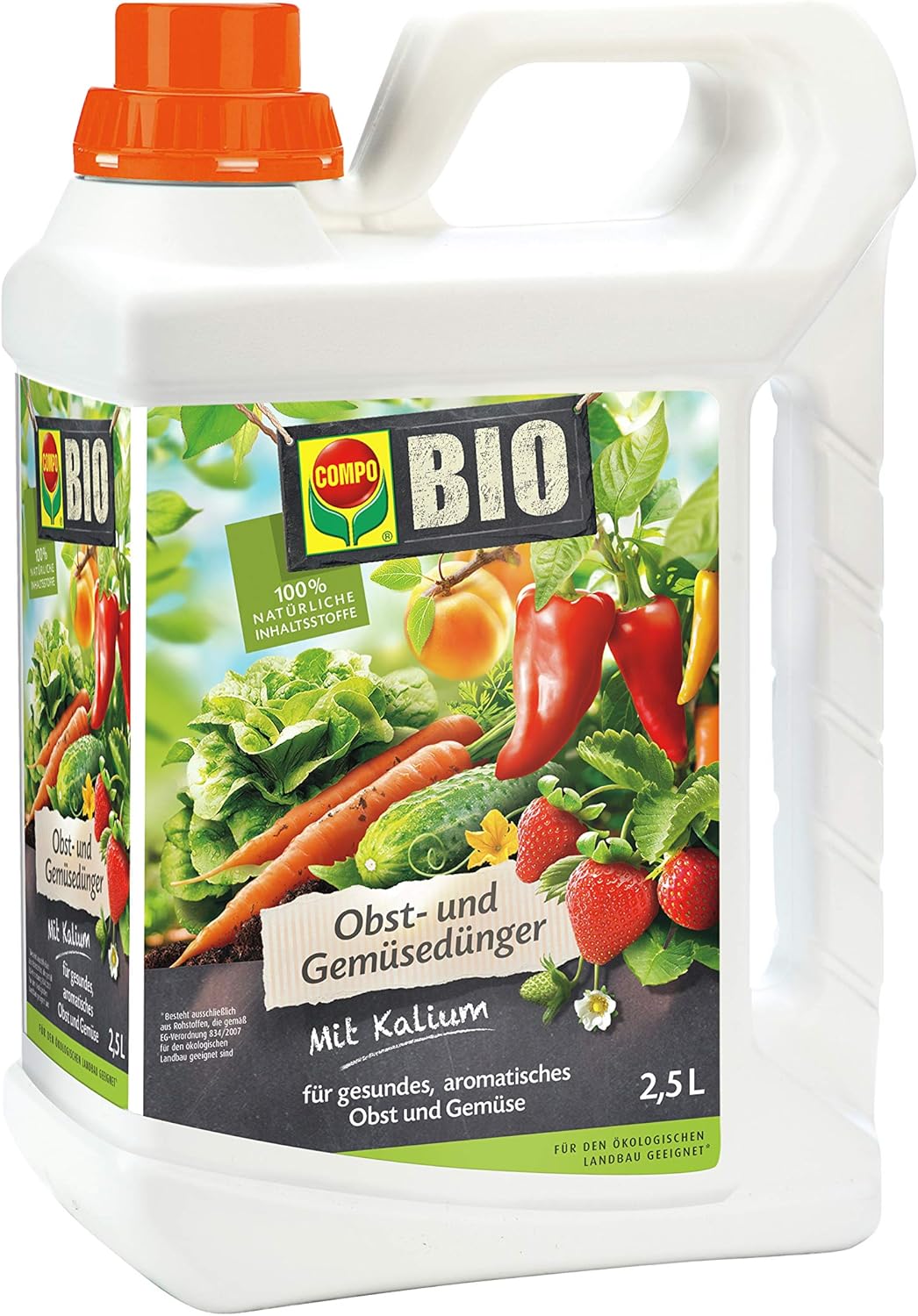 Compo BIO Obst- und Gemüsedünger für alle Obst- und Gemüsesorten, Natürlicher Spezial-Flüssigdünger, 2,5 Liter