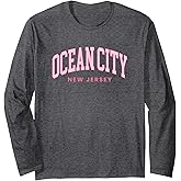 Ocean City New Jersey NJ Retro Preppy Throwback Womens Girls Long Sleeve T-Shirt
