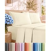 King Size 4 Piece Sheet Set - Comfy Breathable &amp; Cooling Sheets - Off White | Hotel Luxury Bed Sheets for Women &amp; Men, Deep Pockets, Easy-Fit, Extra Soft and Wrinkle Free Sheets, Oeko-Tex Bed Sheet Set