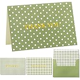 Crisky Green Thank You Cards with Envelopes,50 Pack Lattice Polka Dot Thank You Cards Bulk for Baby Shower, Birthday, Wedding, Business Decoration Party Favors