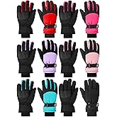 Bencailor 6 Pairs Kids Winter Gloves Waterproof Ski Glove Boy Girl Warm Snow Snowboard Mittens for Cold Unisex