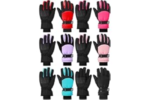 Bencailor 6Pairs Winter Gloves for Kids Waterproof Boys Snow Ski Gloves Girls Warm Windproof Mittens