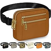 Capolo Fanny Packs for Women Fashion Waist Packs Bag with Adjustable Strap and 4 Zipper Pockets Waterproof Everywhere Crossbody Belt Bag for Workout Running Travelling(Brown)