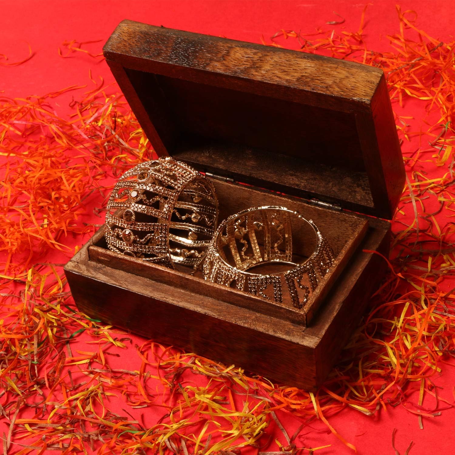 Antique Style Wooden Jewelry Trinket Keepsake Storage Box Organizer with Floral Hand Carvings
