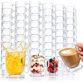 YIMITEE 50 Pack Disposable Hard Plastic Coffee Cup, 8 OZ Disposable Tea Cup | Hard Plastic Coffee Mug Bulk, Clear Drinking Cups for Hot &amp; Cold Beverage Restaurant Tea Party Wedding, Lightweight Stackable