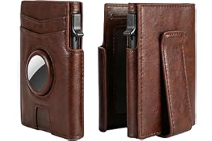 Airtag Wallet for Men,with Money Clip 10 Cards Metal Case Smart Slim Pop Up Credit Card Holder Flip,Magnetic Closure RFID Blo