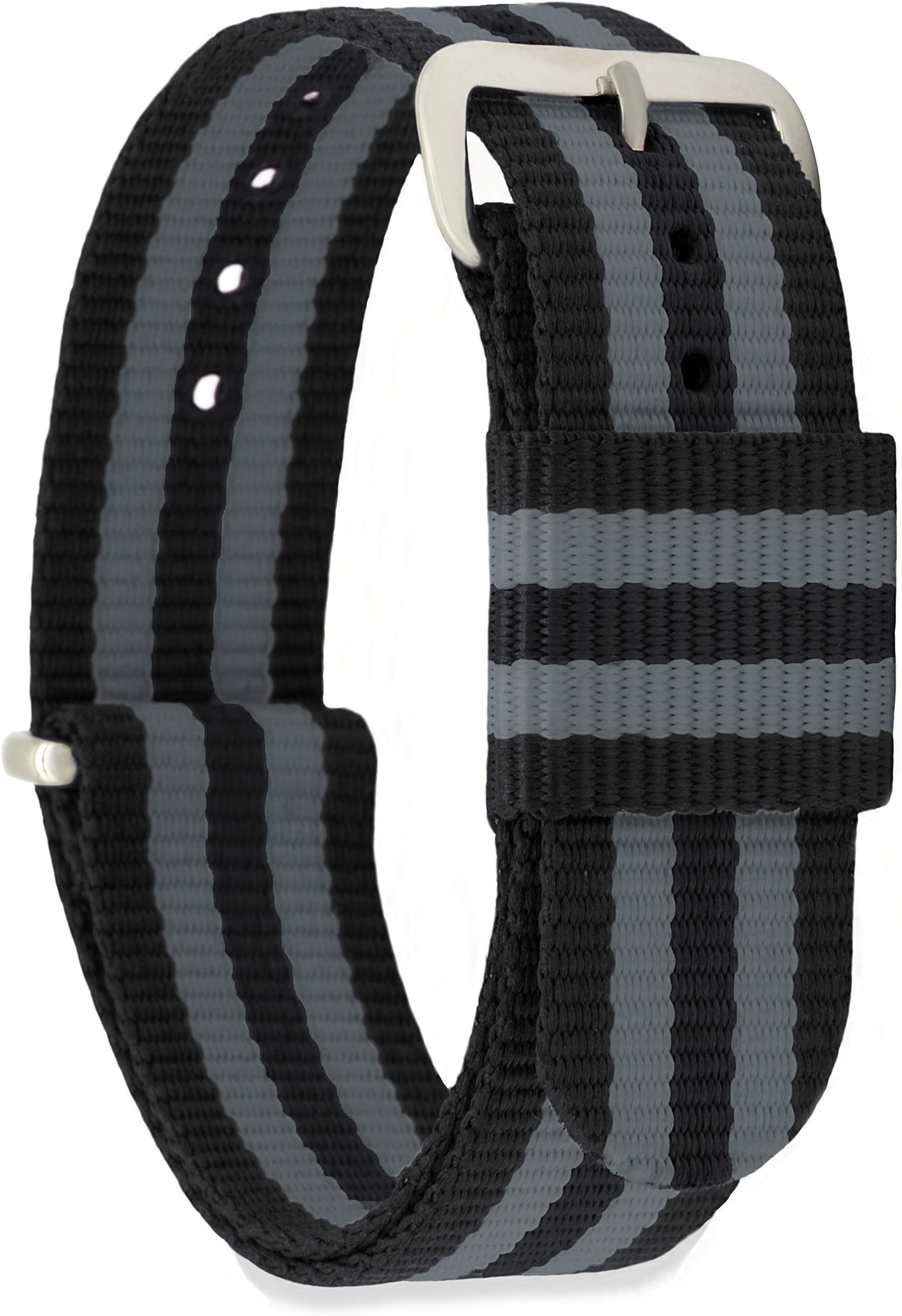 Women Men Nylon Fabric NATO Watch Strap Replacement in Silver