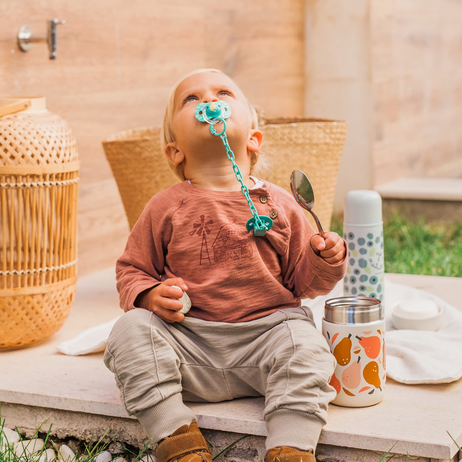 Suavinex, Thermoskanne Baby Unterwegs, Thermosflasche 500 ml Isolierflasche, Edelstahl, Hermetischer Schraubverschluss, Heidelbeere, Blau, 500 ml 5