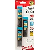 Pentel C27BPHB3K6 Super Hi-Polymer Lead Refills, 0.7mm, HB, Black, 30 per Tube (Pack of 3 Tubes)