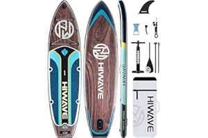 Hiwave Inflatable Paddle Board 11 '* 34 "* 6" Extra Wide Sup Board, 420lb Capacity Paddle Board for Adults, Suitable for Sea and Lakes, 2+1Family Board