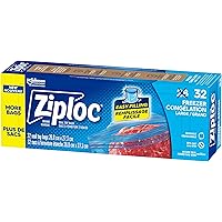 Ziploc Large Food Storage Freezer Bags, Grip 'n Seal Technology for Easier Grip, Open and Close, 28 Count