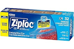 Ziploc Large Food Storage Freezer Bags, Grip 'n Seal Technology for Easier Grip, Open and Close, 28 Count