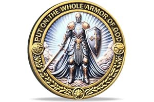 STRUGGLEJEWELRY Armor of God Christian Challenge Coin with Ephesians 6:11 Inscription and Protective Case - Ideal for Spiritual Strength and Motivation (Single Coin)