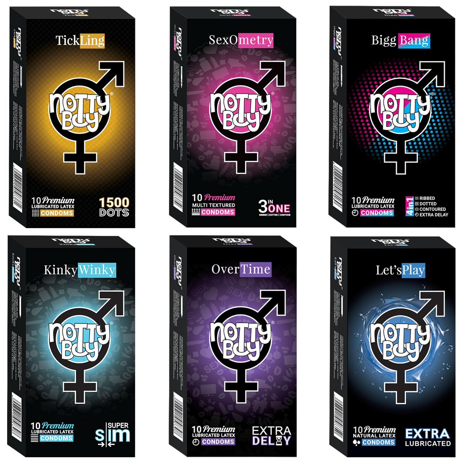 NottyBoy Large Pack of 60 Condoms​ with 6 Types of Condom