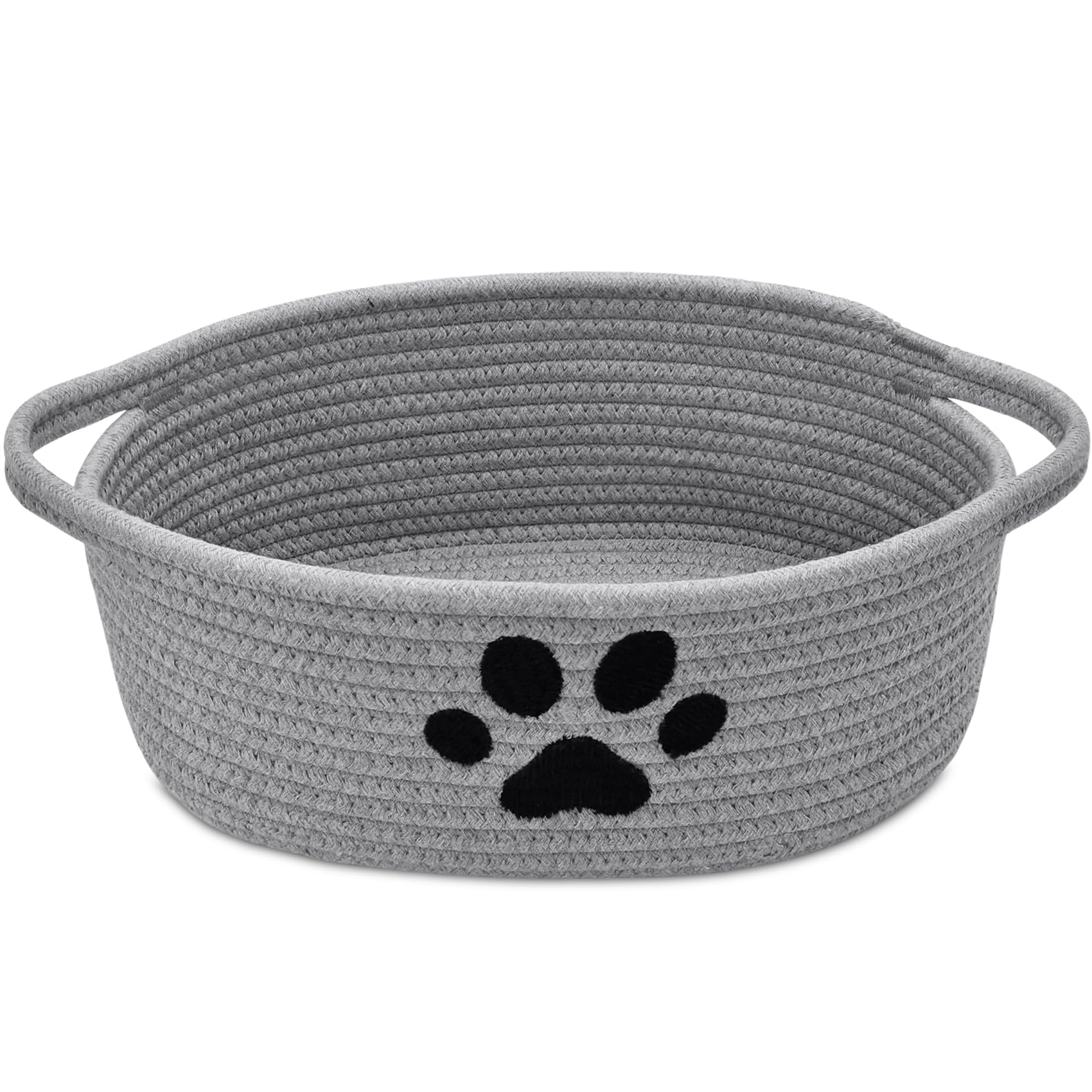 Photo 1 of ABenkle Small Woven Basket with Handle, Cute Dog Paw Baskets for Gifts Empty, Decorative Rope Woven Storage Dog Toy Basket, Nursery Baskets for Baby Shower, 12" x 8" x 5"