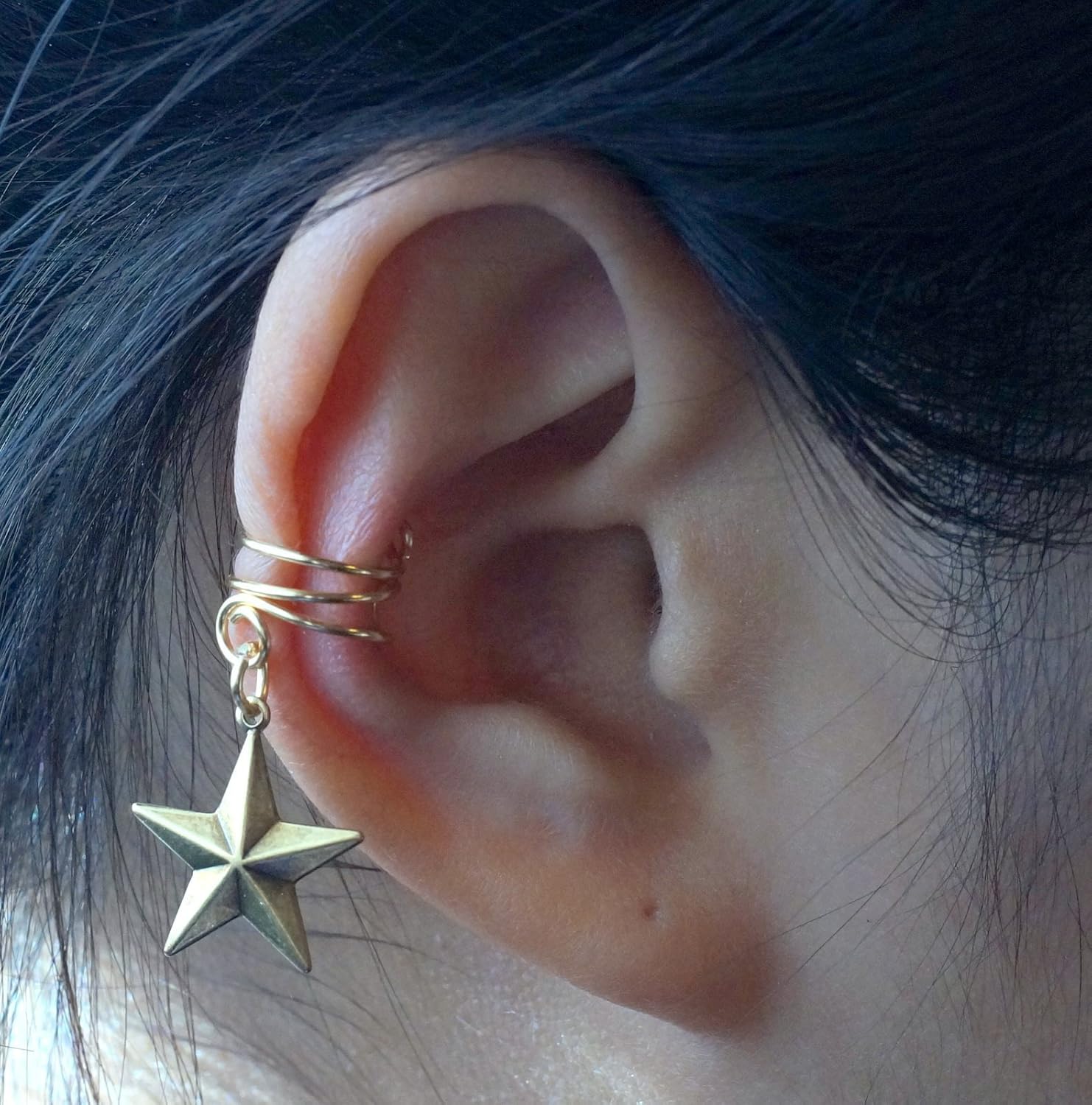 56)Ear Cuff; Star Charm Ear Cuff *Antique Gold Handmade