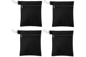 Liyquint 4pcs Golf Tee Bags Set with Metal Clip, Zipper Golf Accessory Organizer and Portable Ball Pouch, Waterproof Durable 