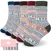 ICEIVY Socks Women, Soft Knit Wool Winter Thick Warm Cabin Fuzzy Crew Women Socks 5 Pack