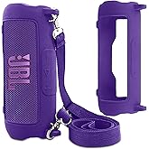 co2CREA Silicone Case for JBL Flip 7 Portable Waterproof Speaker, Portable Travel Soft Cover with Shoulder Strap, Protective Skin Case (Purple Case Only)