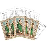 Embossed Paper St Jude Prayer Card - 10 St Jude Holy Card, The Lord's Prayer - Saint Jude Card for Daily Devotion, Reflection, Mass - Patron Saint of Hope and Impossible Causes Themed Set of 11 Items