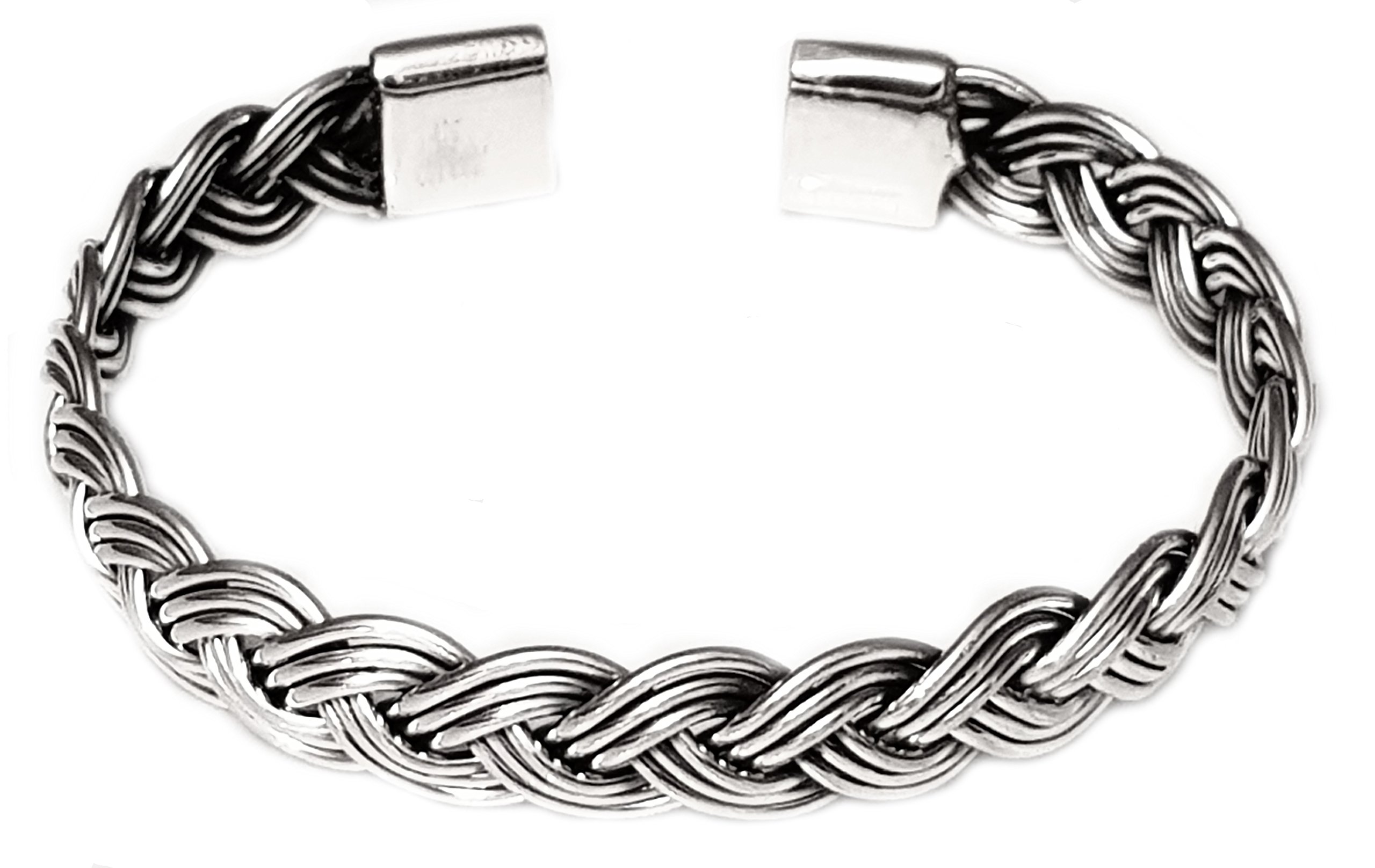 Treasure Bay 925 Sterling Silver Bangle Bracelet Open Cuff Design Braided Details