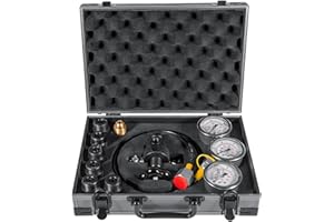 E-COWLBOY GK-01 Hydraulic Accumulator Nitrogen Charging System Nitrogen Fill Kit Pressure Test Gauge Kit Gas Charging Tool 3 Gauge 7 Couplings Gas Hose Main Valve CGA580 Adapter 100/250/400Bar 1500/4000/6000PSI