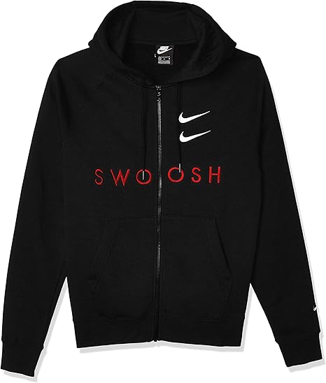 Amazon.com: Nike NSW Swoosh Hoodie Full Zip Black/University Red/White MD: Clothing