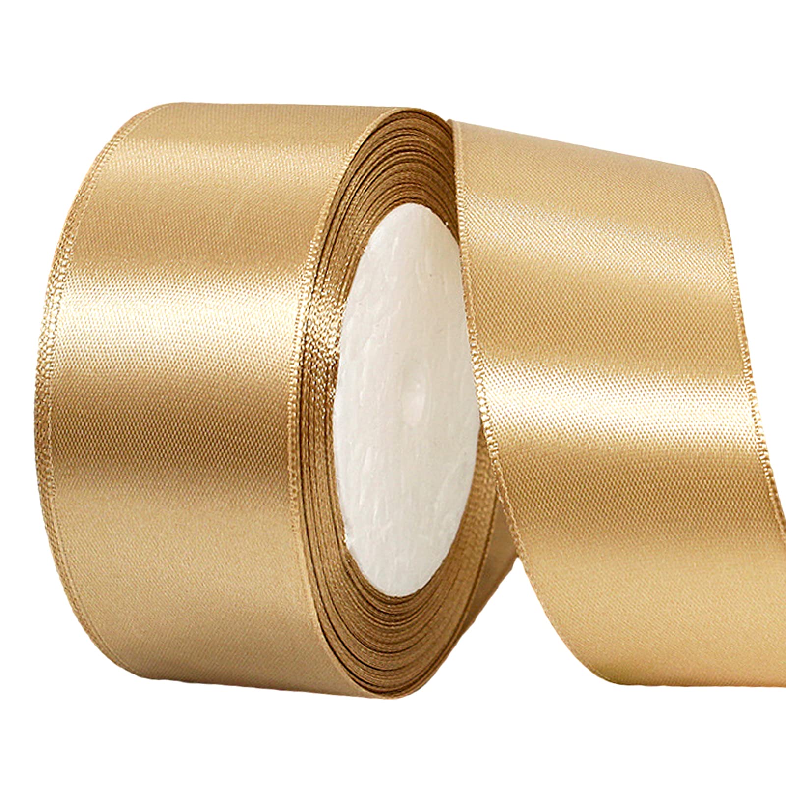 Christmas Champagne Gold Satin Ribbon 40mm,22m Thick Gold Hair Ribbon Cake Bows for Gift Wrapping,Fabric Polyester Satin Ribbon.for Gift Wrapping Bows Hair Cake Decoration Balloons