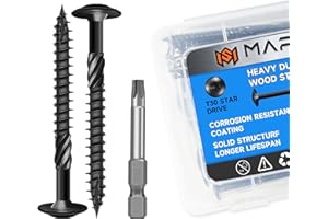 Marysino Lag Screws 3 Inch, Construction Wood Screw #14 x 3, 50-Pack Heavy Duty Self Driiling Structural Screws, Black Anti-R