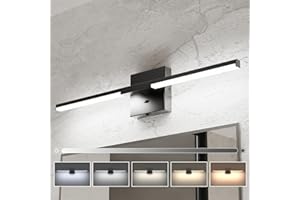 Ensenior Modern Bathroom Vanity Light 24 inch, Built-in Dimmer, 14W Dimmable 5CCT Led Bath Lights, Black Bar Vanity Light for Bathroom Mirror Cabinets Bedroom-FCC Certificated