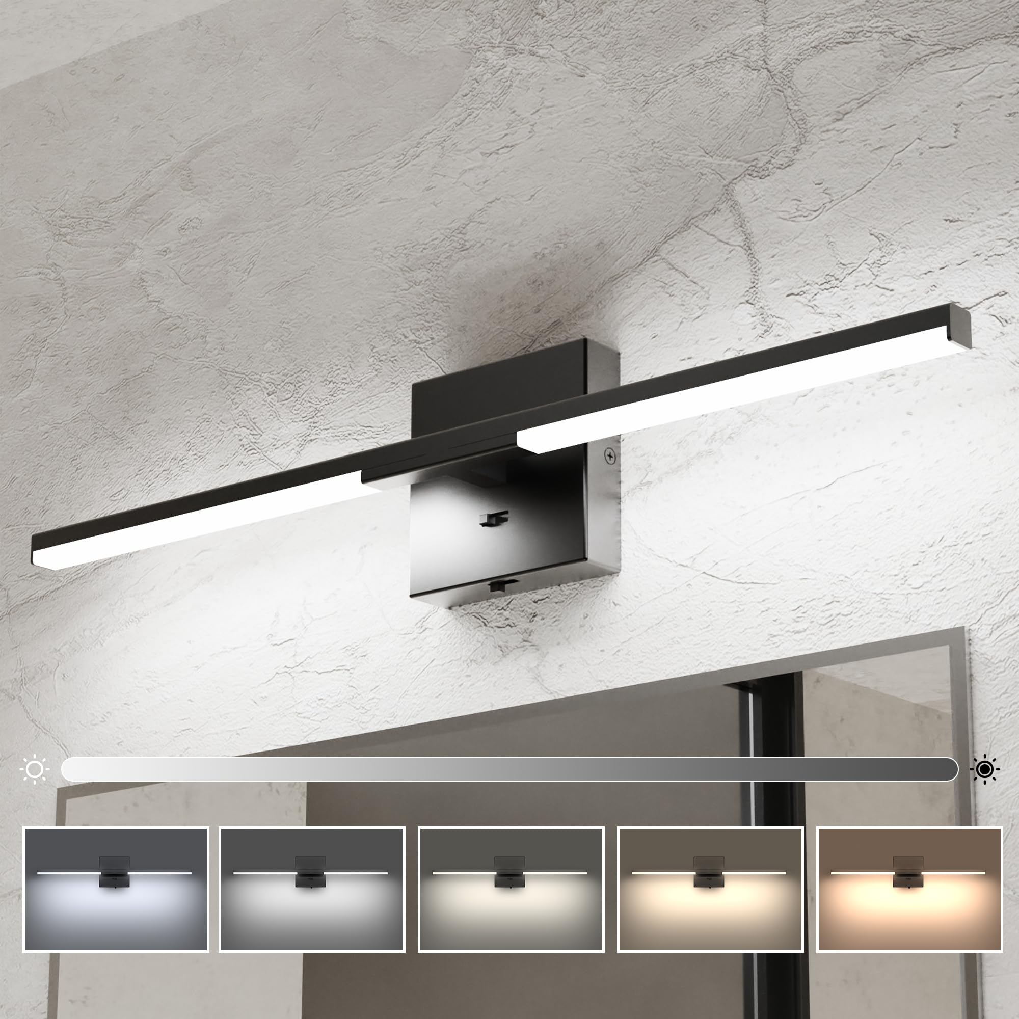 Ensenior Modern Bathroom Vanity Light 24 inch, Built-in Dimmer, 13W ...