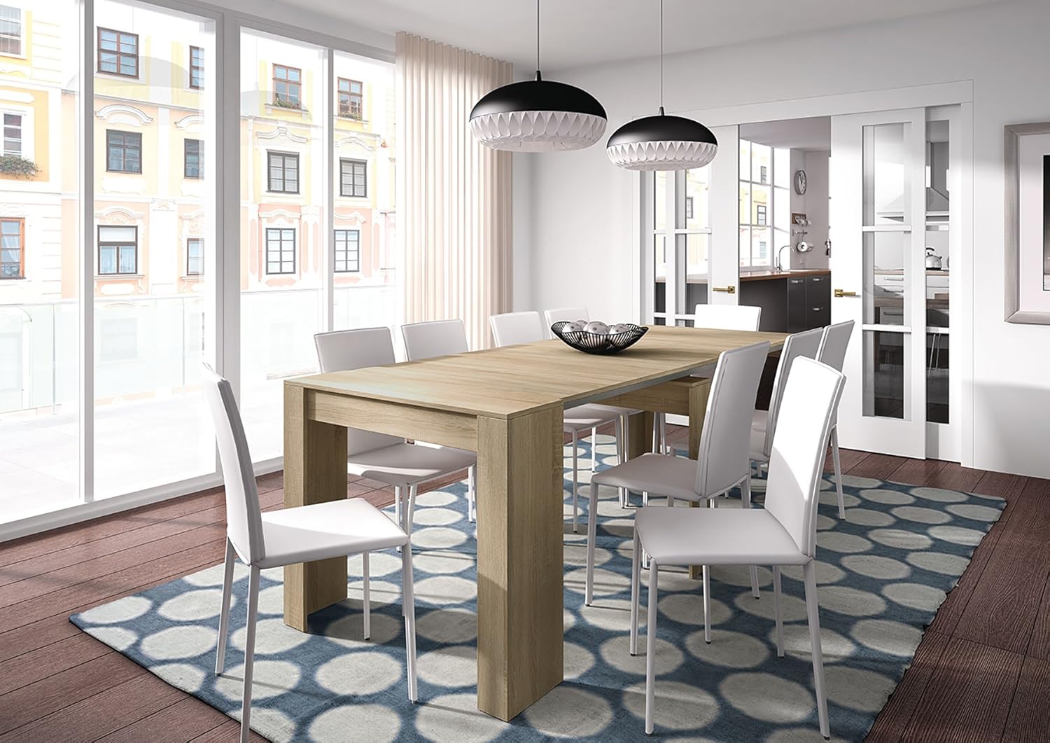 Habitdesign F Mesa de comedor consola extensible hasta cm acabado Roble Canadian medidas cerrada: x x cm de fondo