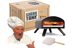 Bertello Outdoor Pizza Oven Black + Pizza Peel Combo. Wood Fire Portable Brick Oven - Portable Pizza Maker. As Seen on SHARK TANK