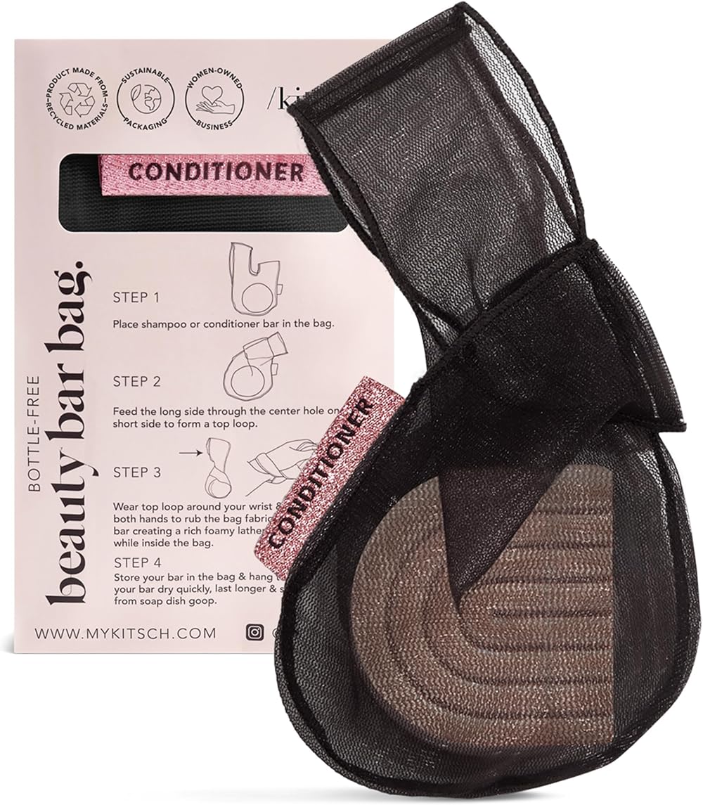 Kitsch Bar Soap Saver Bag - Eco-Friendly Mesh Soap Holder - Black