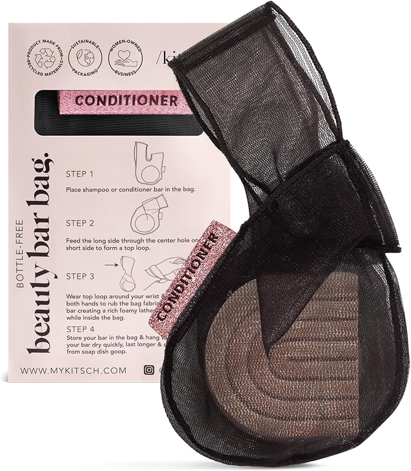 Kitsch Bar Soap Saver Bag - Eco-Friendly Mesh Soap Holder - Black
