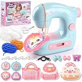 WeeHomm Kids Sewing Machine Toy Beginners Kit, Craft Gift for Girls 3-12 | 22Pcs Mini Sewing Machine Toy Kit for Kids, Portable Easy Electric Sewing Machine with Lights, Sewing Kit for Kid DIY Crafts