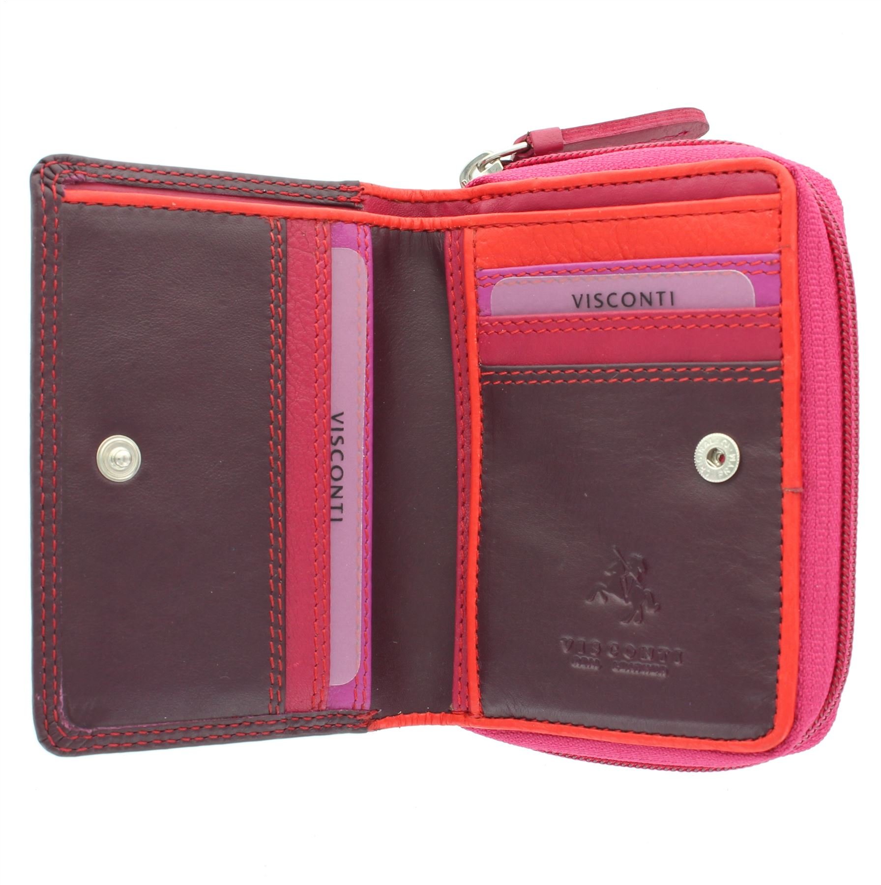 VISCONTI Rainbow Leather Ladies Purse Style RFID Blocking RB53 Plum Multi