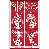 Over'N'Over Reusable Glass Etching Stencils &ndash; Durable Self-Stick Designs for Glass, Mirrors, and Ceramics with Armour Etch Cream &ndash; 5&rdquo; x 8&rdquo; Stencil Sheet - Angels