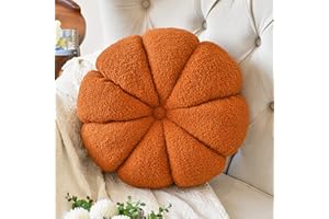 DDLIURY Round Throw Pillow, 17.7" Round Cushion Pillows Pumpkin Decorative Pillows Floor Cushion for Couch Bed Sofa Chair, Soft Caramel Aesthetic Circle Seat Cushion Home Decor Pillow for Bedroom Living Room
