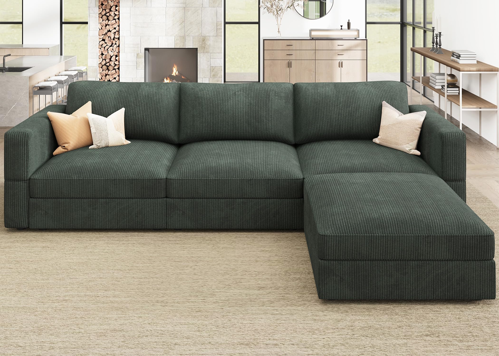 Photo 1 of **01 PC** MISSING PARTS **HONBAY Modular Sectional Couch with Storage Corduroy L Shaped Sectional Couches for Living Room,Green