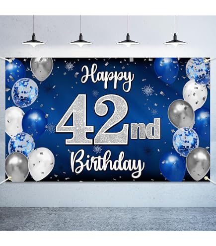 Geburtstags-Banner '42' – 115x180 Cm, Schwarz-gold, Aus Polyester, Wiederverwendbar