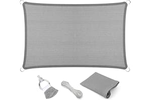 Eden's Decor Straight Flat-Edged Sun Shade Sail Rectangular 12' x 20' Grey UV-Blocking Outdoor Canopy Fabric Cloth Awning for Pergola Patio Garden Backyard Custom Size