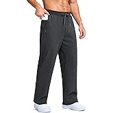 Soothfeel Men's Fleece Sweatpants Cotton Open Bottom Straight Leg Baggy Winter Warm Pants Sweatpants